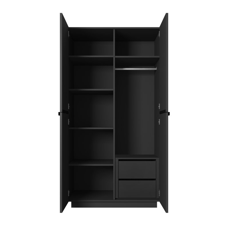 Badal Manufactured Wood Wardrobe, Matte Black