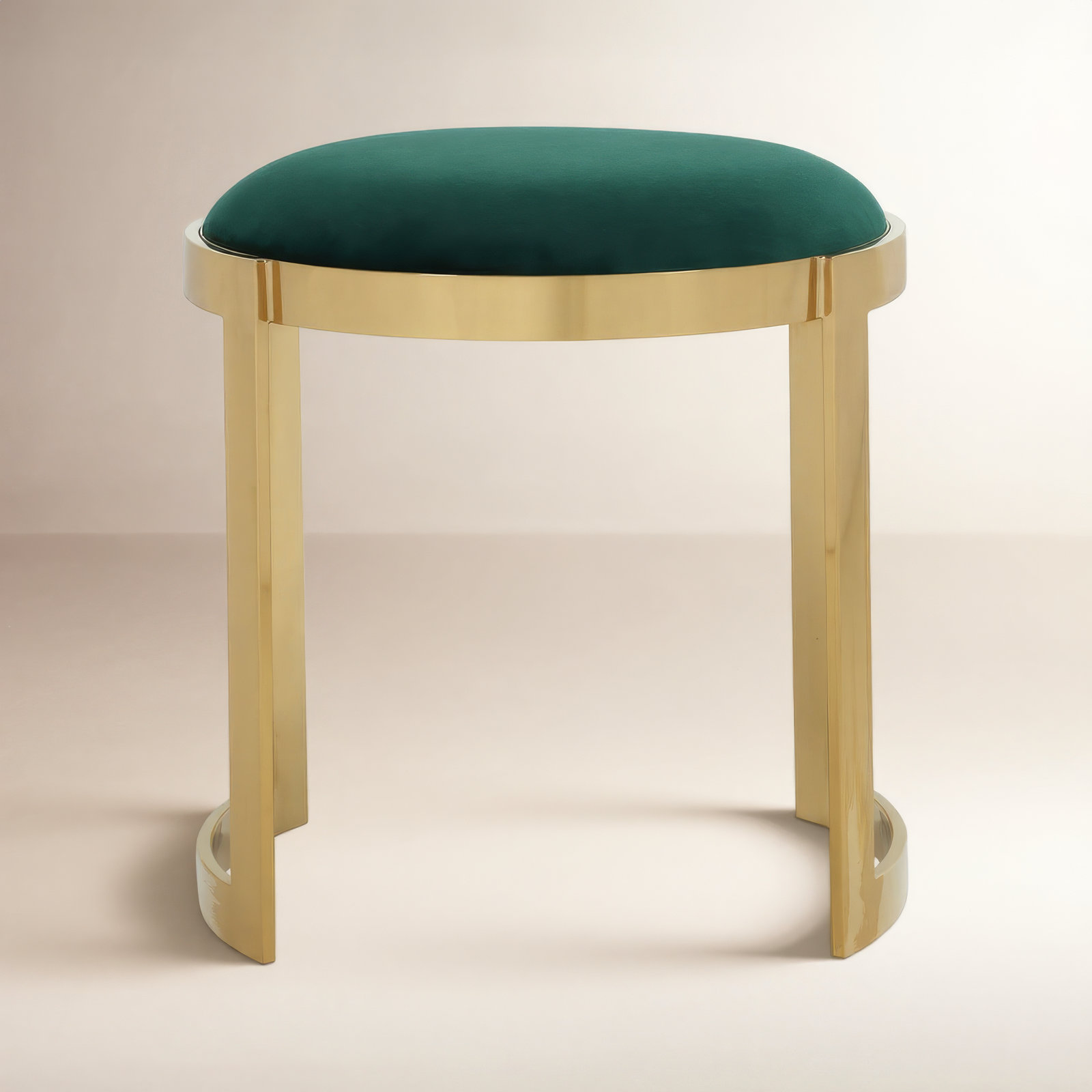 Nouri Metal Vanity Stool - Orion Velvet Ottoman Coffee Table – Modern Round Accent Stool with Gold or Silver Steel Frame