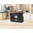53.7" Farmhouse Kitchen Island With Power Outlet, 2 Sliding Barn Door Kitchen Storage Island With Drop Leaf, Spice Rack Rolling Kitchen Cart On Wheels, For Home, Kitchen And Dining Room, Black-1266651103