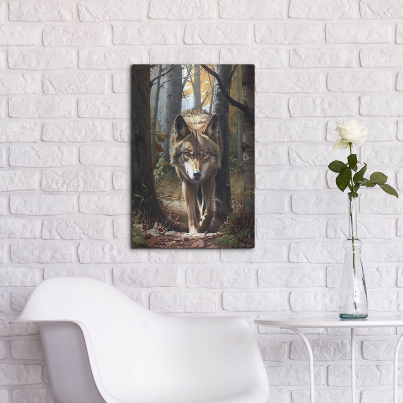  «Loup dans la forêt» par Momart, art mural en métal, 16 po x 24 po, H 24 po x l 16 po