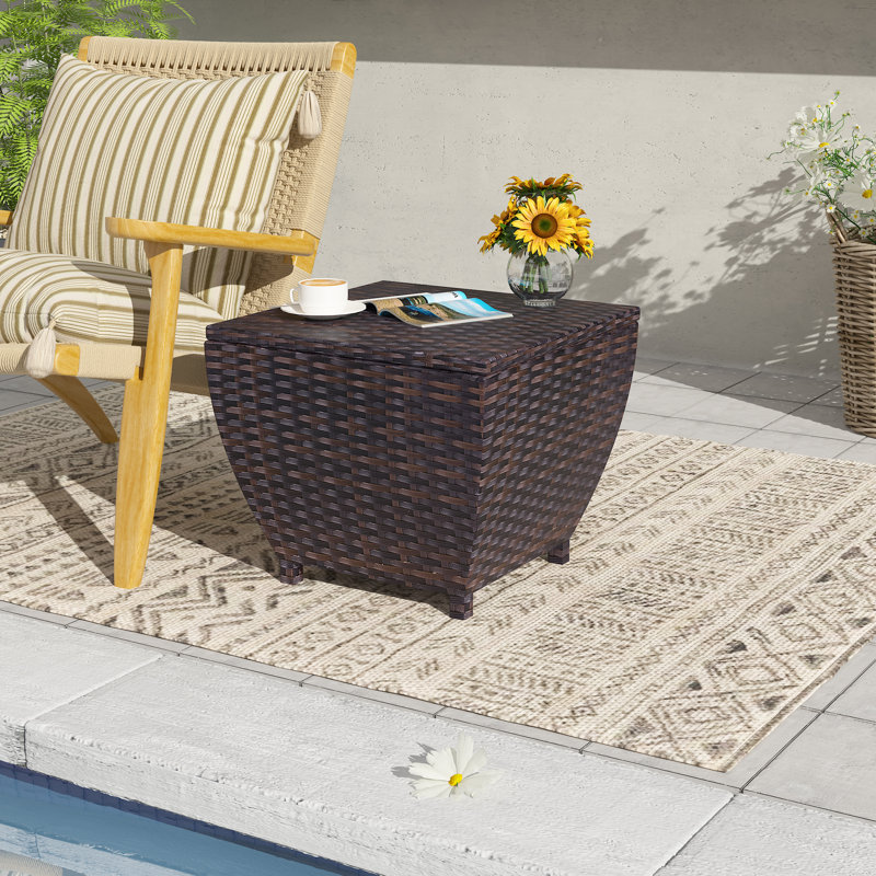 Aura Outdoor 19.68'' W 13 Gallons Wicker Deck Box, Brown