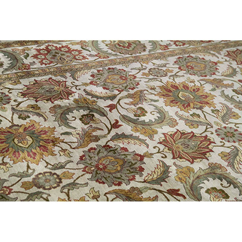 Tapis crème et crème noué à la main de haute qualité