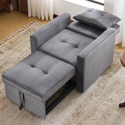 Canapé-lit Modern Sofaconvertible avec coussin et poche, canapé-lit 3 en 1 en tissu de velours, bureau