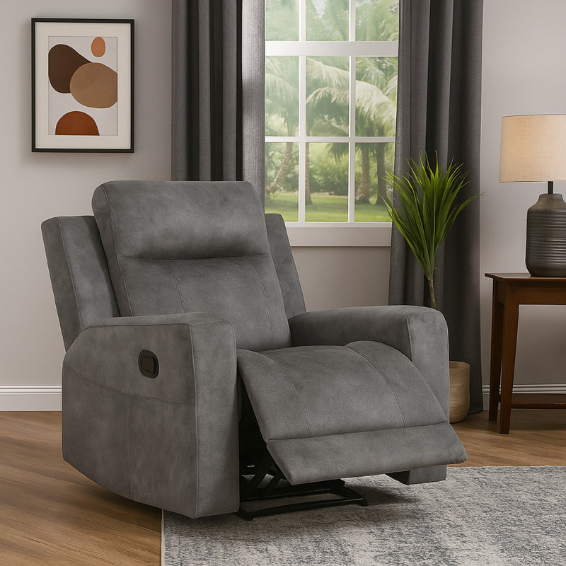 Fauteuil inclinable manuel Tesy, microfibre brun gris foncé, coussins en mousse