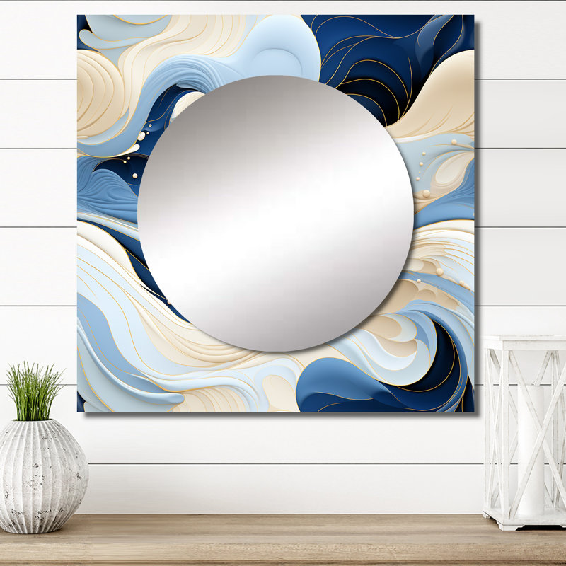 Motif bohème côtier minimaliste - miroir carré moderne pour décoration murale, 29 po x 29 po