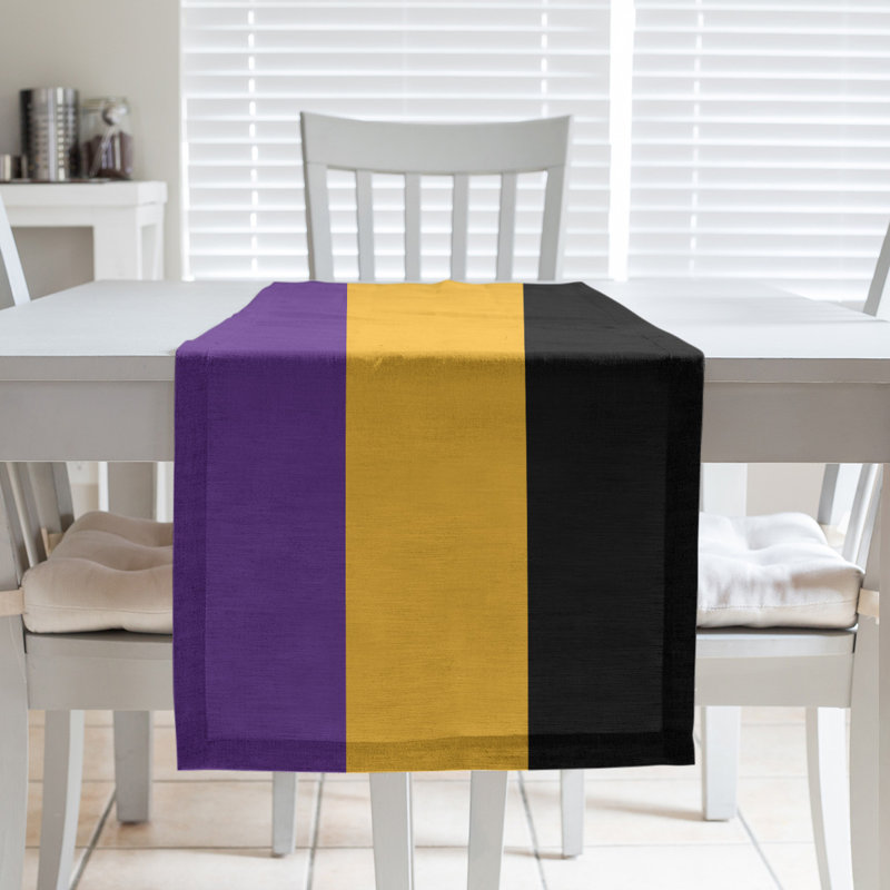 Los Angeles LA Basketball Table Runner, 72" L x 16" W, Purple/Gold/Black, Poly Twill