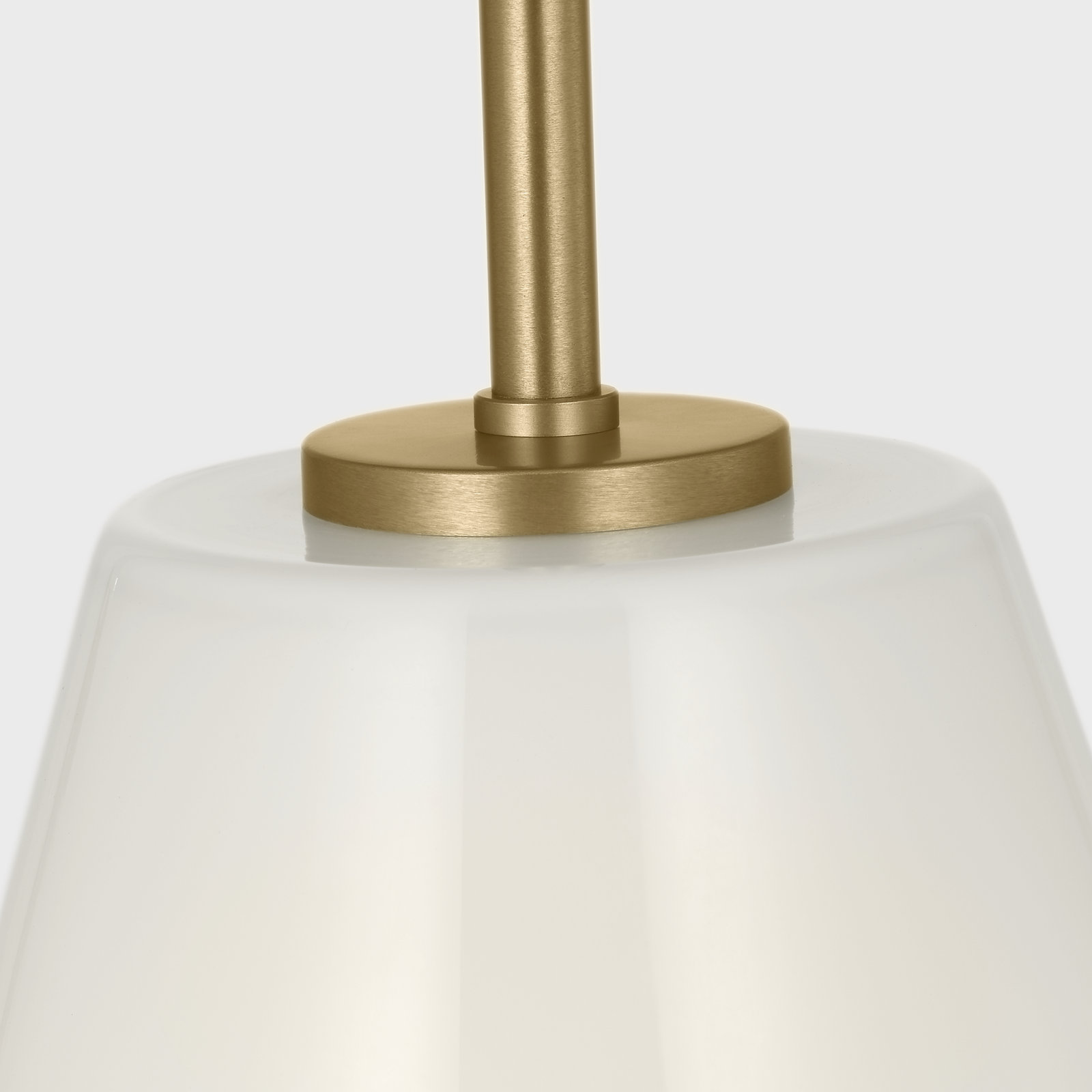 Hayden Dimmable Glass Cone Single Pendant Light, Satin Brass, White