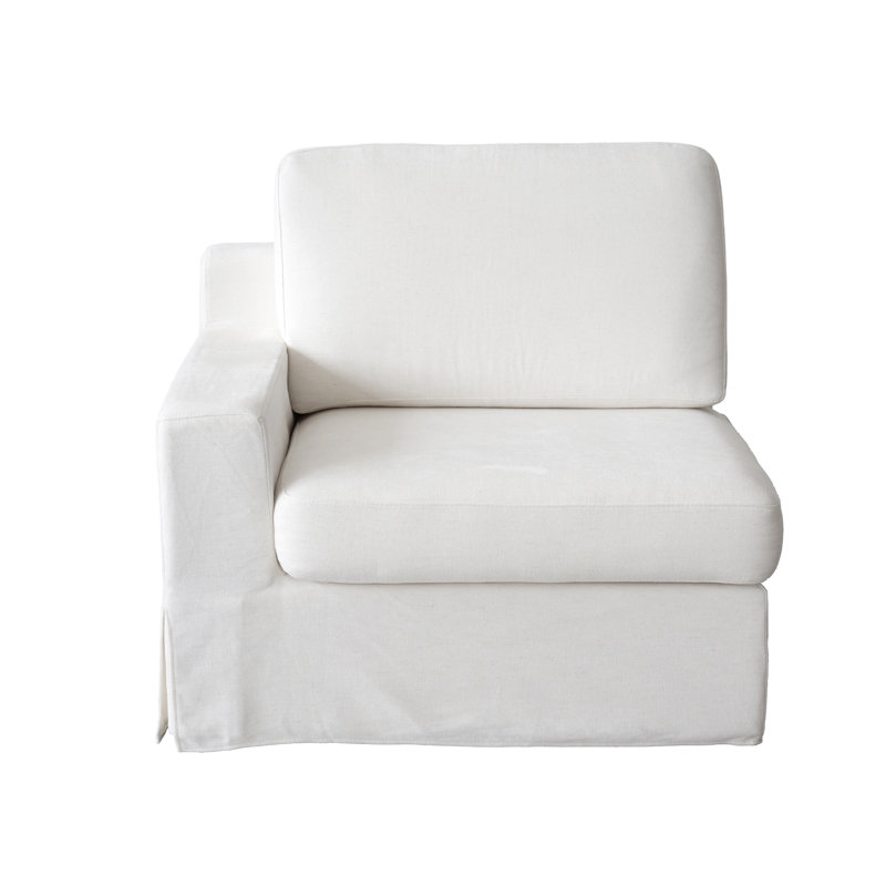 Oecusse Upholstered 38.6 " Linen Sectional, Beige Linen
