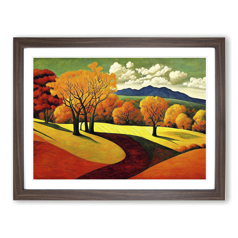 Breathtaking Autumn Forest - Single Picture Frame Print, 46cm H x 64cm W x 2cm D, Walnut Framed