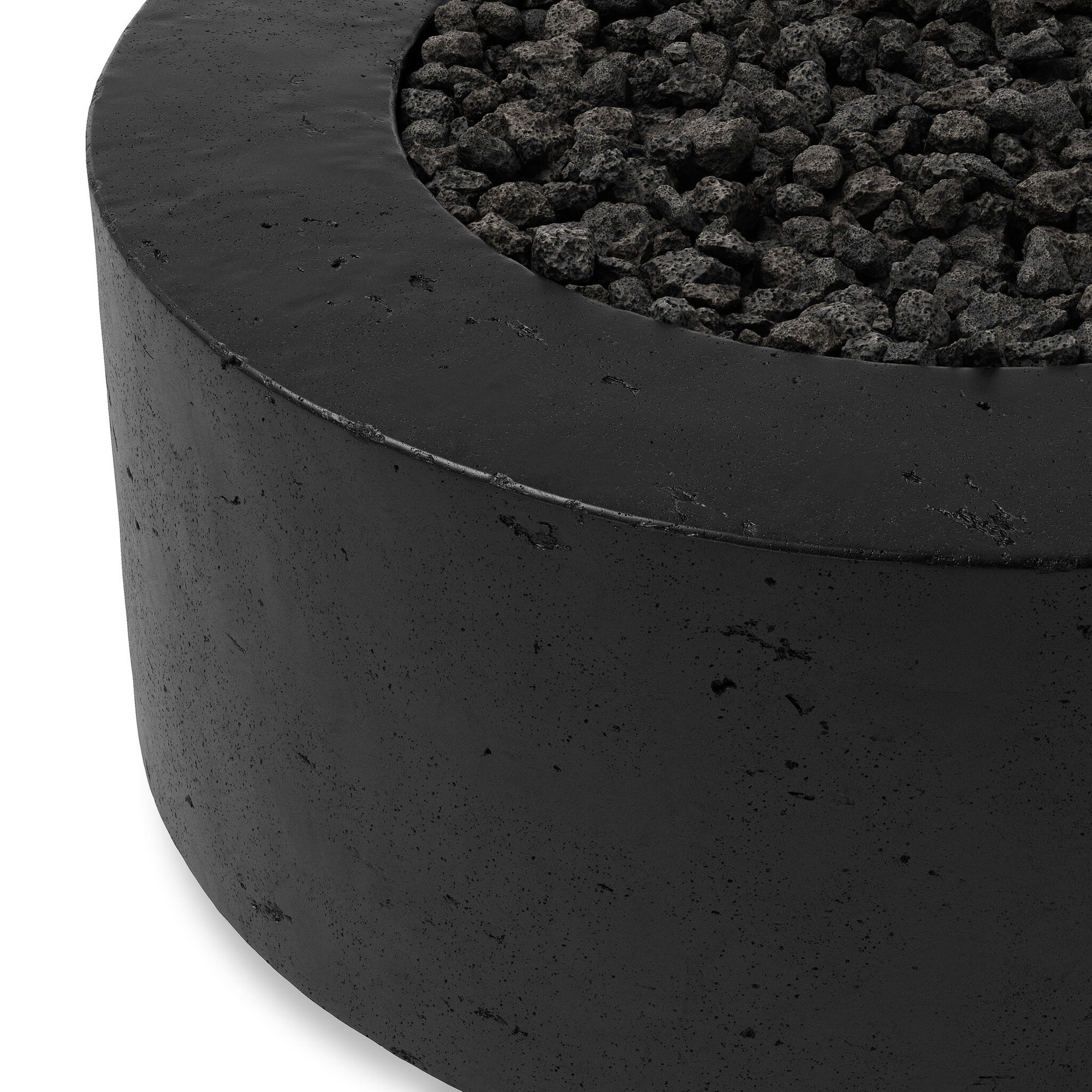 Jolliff Round Fire Pit Table, Black, Natural Gas