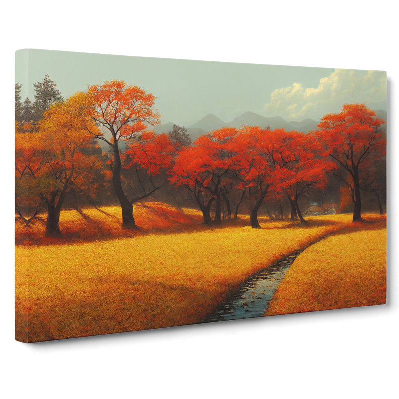 Unreal Autumn Forest - Wrapped Canvas Painting, 50cm H x 76cm W x 3cm D
