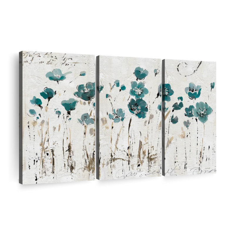 «Abstract Balance VI», ensemble de 3 pièces bleues sur toile, H 38 po x l 24 po x P 1,25 po