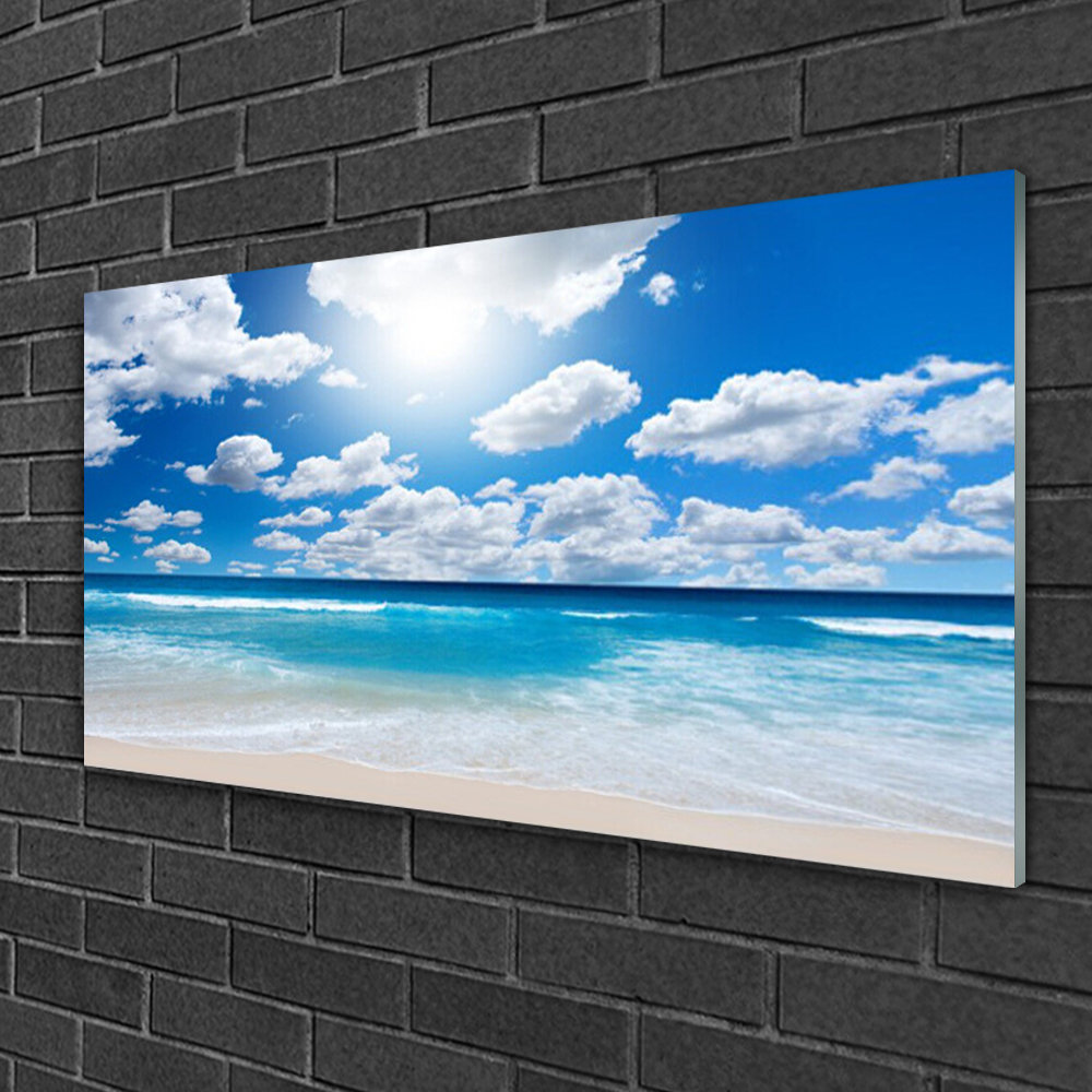 Glasbild Nordsee Strand Wolken Landschaft