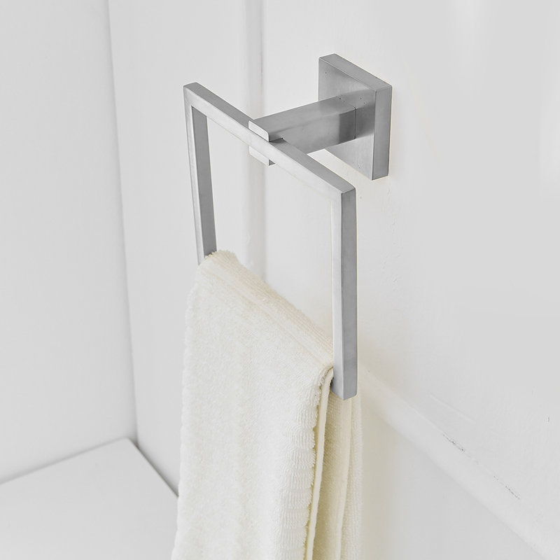 3-Piece Bath Hardware With Towel Holder For Bathroom Wall Toilet Paper Holder And Towel Ring Set, Brushed Nickel