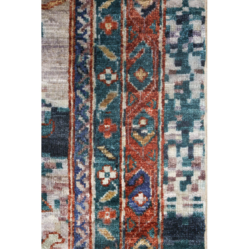 Tapis rectangulaire unique de 9 pi 10 po x 13 pi 8 po New Turkmen