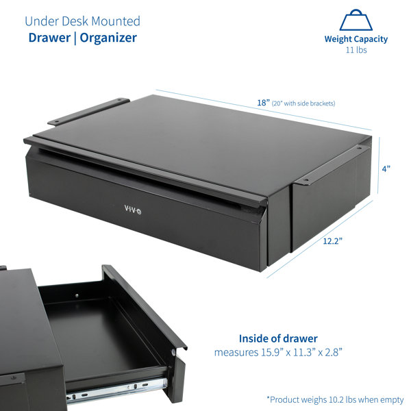 Extra Long Under Desk Drawer – VIVO - desk solutions, screen