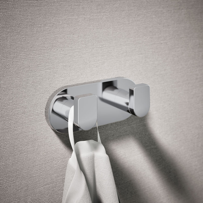 Composed® Wall Mounted Double Robe Hook, Polished Chrome