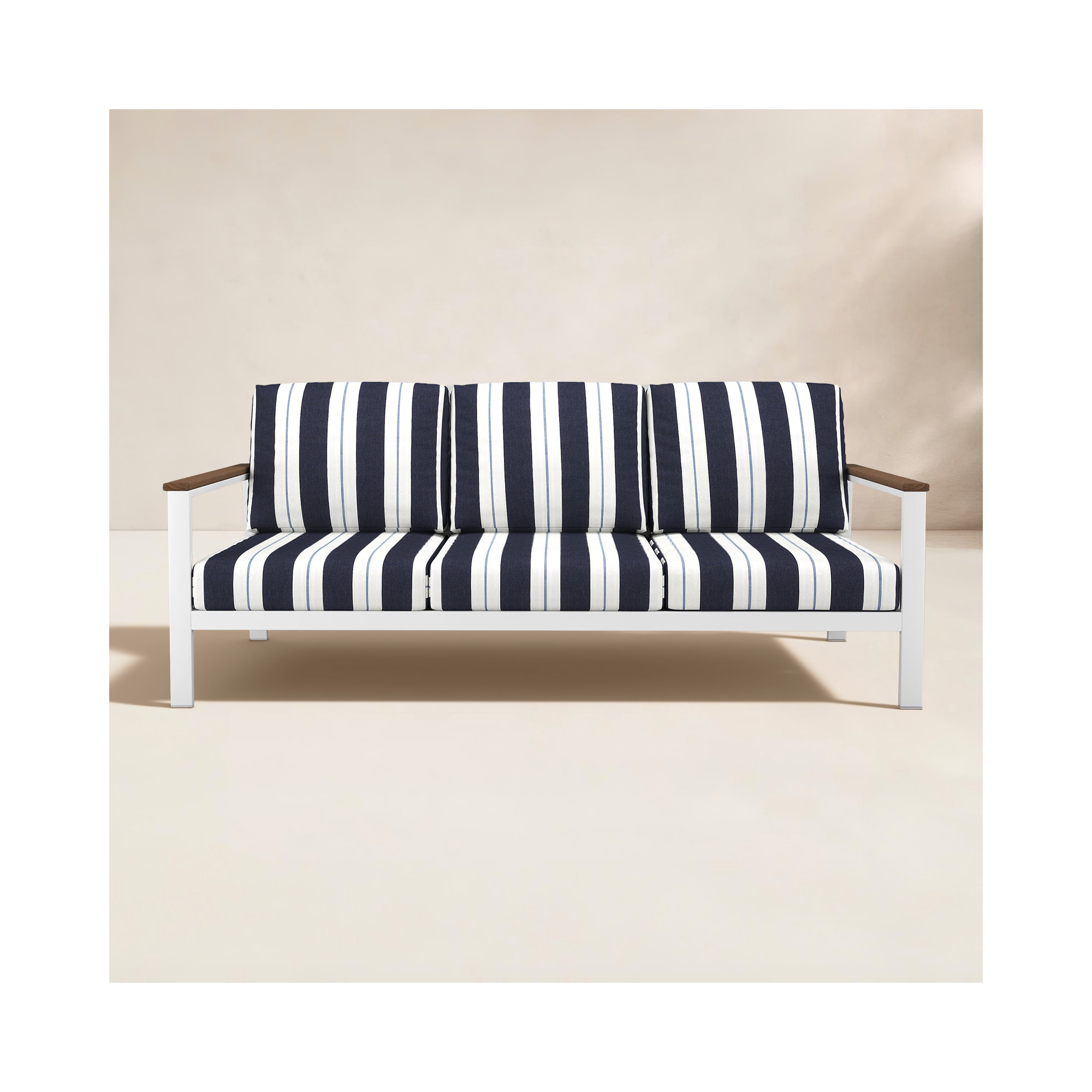 Townsend Metal Outdoor Sofa With Sunbrella Cushion, Brown