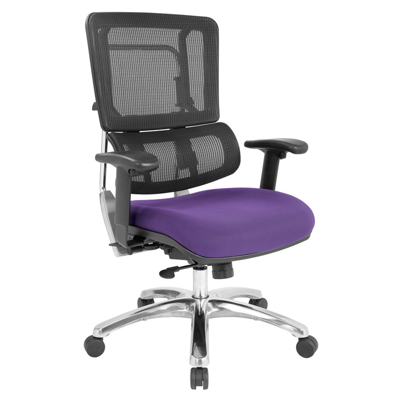 Pro-Line II Polyester Blend Task Chair, Polished Aluminum, Purple Mesh Fabric/Black