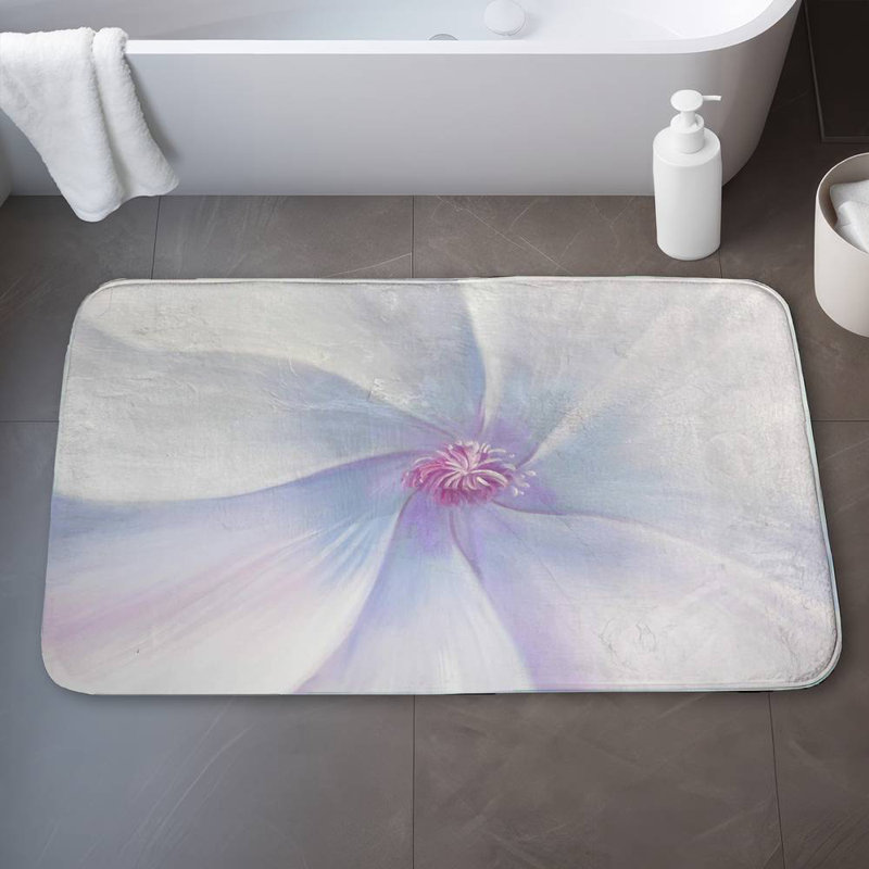 Petals Bath Mat with Non-Slip Backing - Quick Dry Memory Foam Bathroom Rug - Absorbent - Modern Plush Spa-Style - Machine Washable