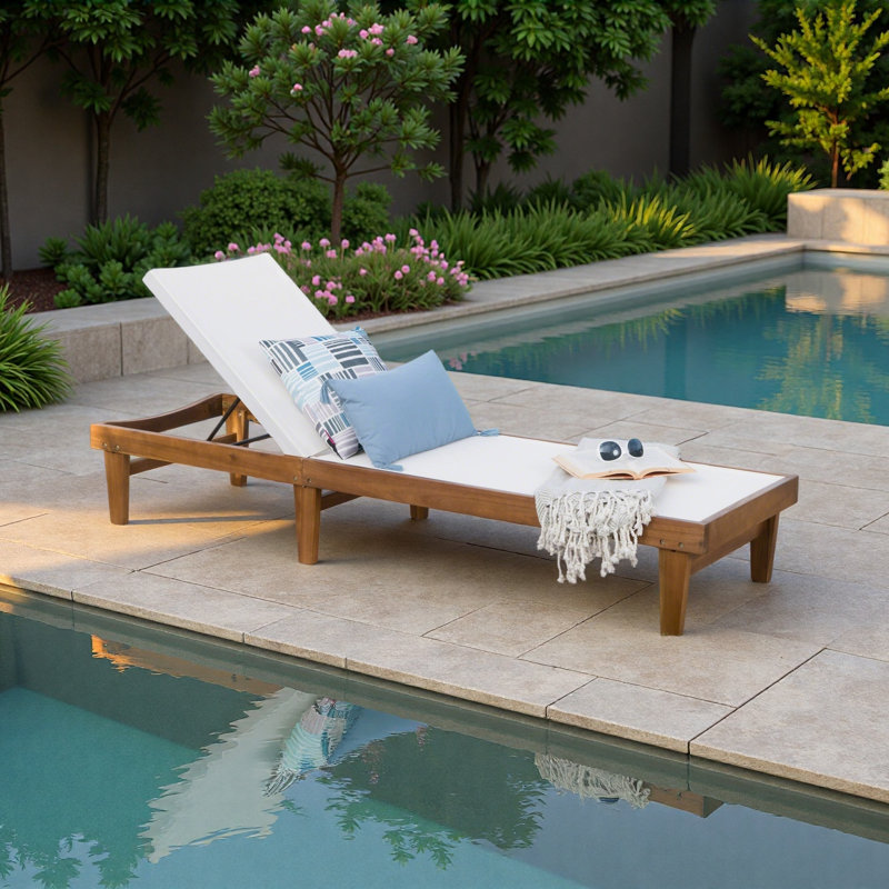Chaise longue Summer Summertland, Naturel, Blanc
