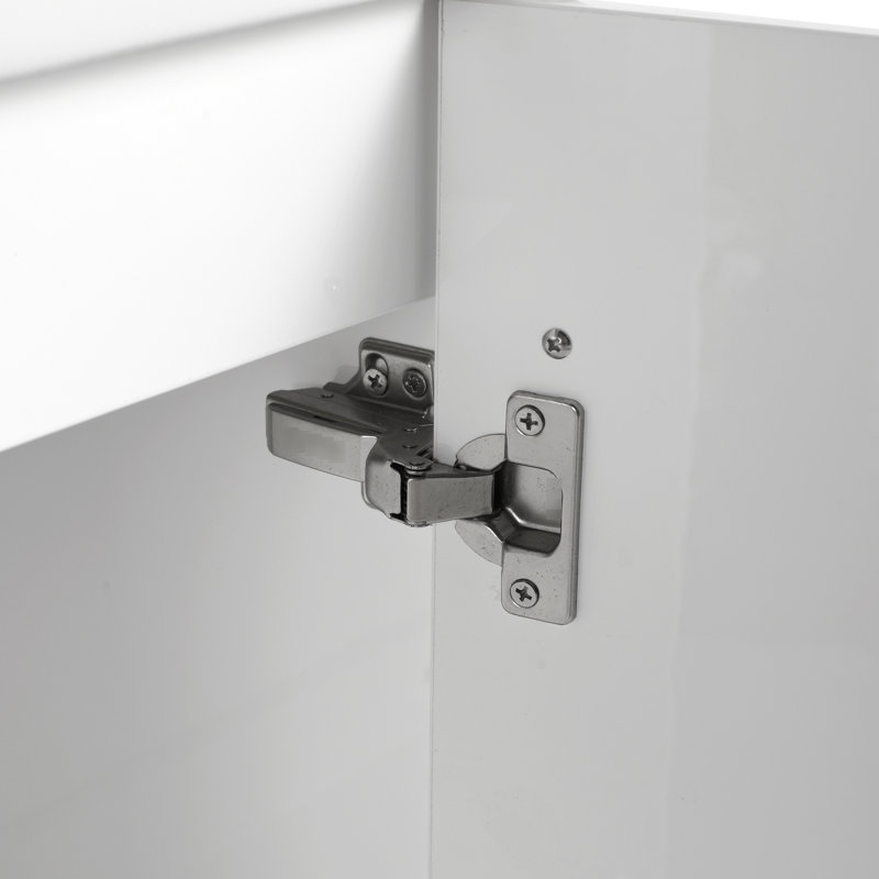 Meuble-lavabo 18 po avec lavabo en céramique. Porte à fermeture en douceur pour une expérience silencieuse. Petits espaces au look moderne. Contreplaqué pour lavabo et porte. Gain de place. Style de salle de bain. Matériau