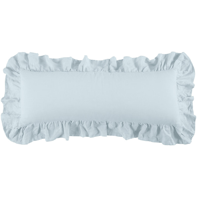 Coussin lombaire à volants Luna, Bleu clair