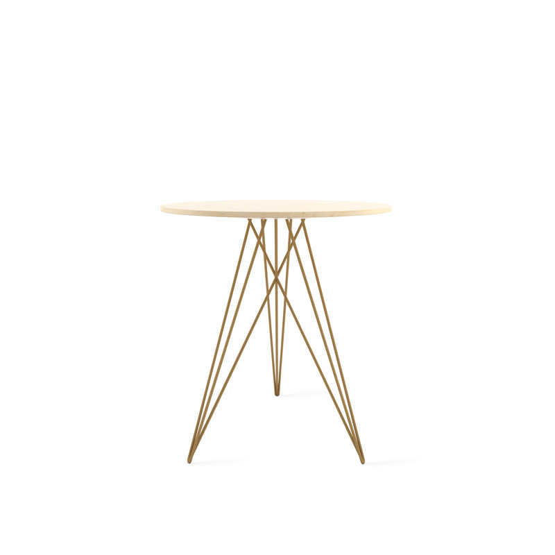 Hudson Solid Wood Top End Table, Maple, Brassy Gold