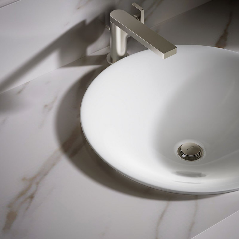 Carillon Circular Vessel Bathroom Sink, Ice Grey