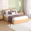 Base de lit plateforme en bois grand, rangement sous le lit, 2 tiroirs