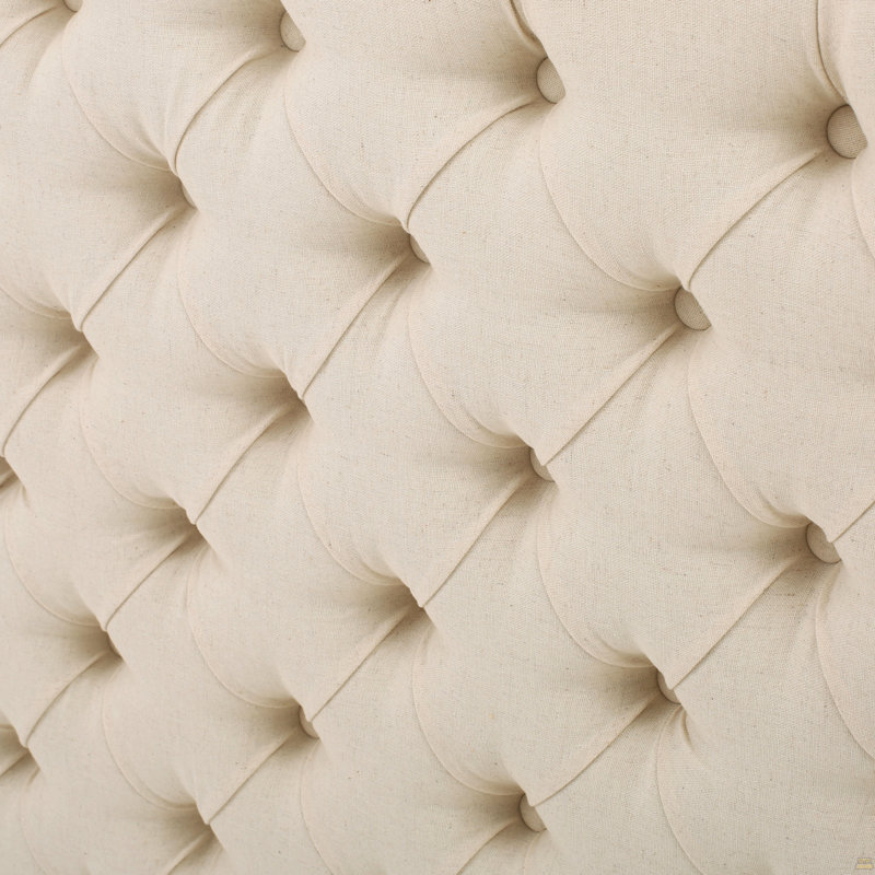 Tête de lit capitonnée capitonnée au design moderne avec boutons, tête de lit réglable en bois massif, tête de lit en bois massif avec pieds en métal durable