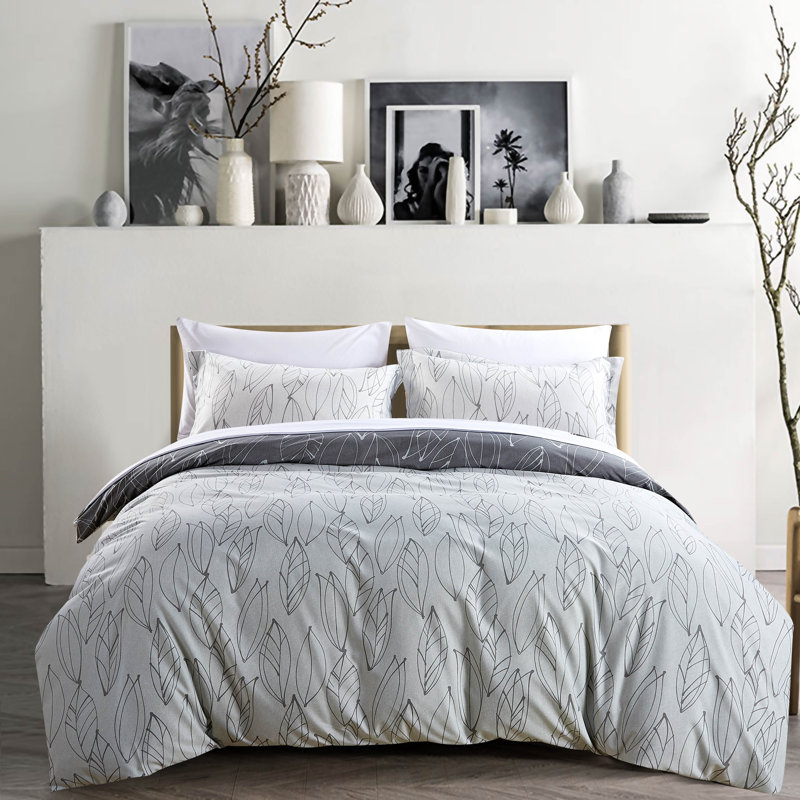 Vilano Choice Reversible Oversized Duvet Cover Set with matching shams, Twin Duvet Cover + 1 Sham, Black