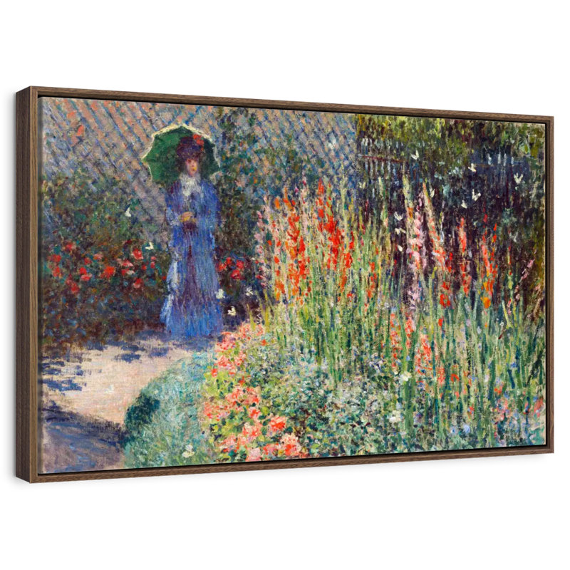 Lit à fleurs arrondi 1876, 46 po x 31 po, Cadre flottant noyer