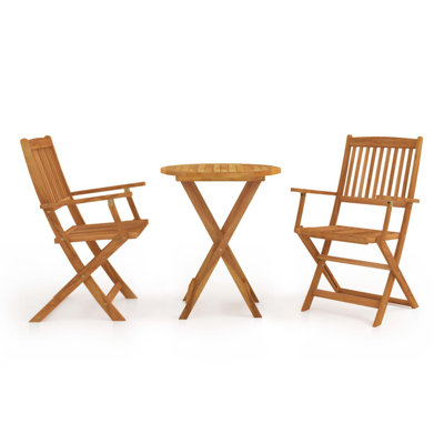 Julissa 2 - Person Wood Patio Dining Set with Round Table