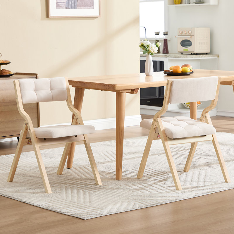Soft-Padded Folding Chair: Perfect For Dining And Relaxation, Beige, Natural