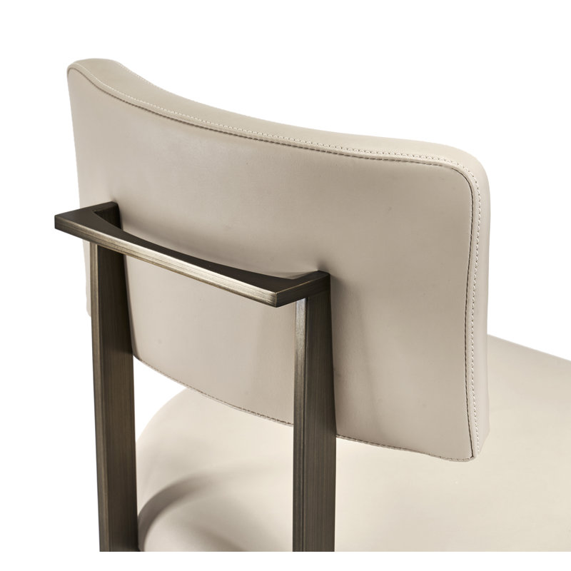 Landon Upholstered Counter Stool with Metal Frame, Counter Stool (26" Seat Height), Antique Bronze, Cream Latte