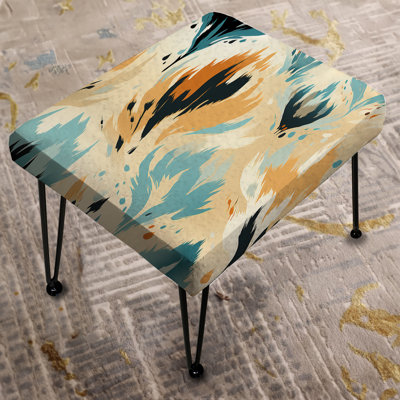 Natural Yellow And Blue Ikat Serenity - Ikat Rectangle Ottoman