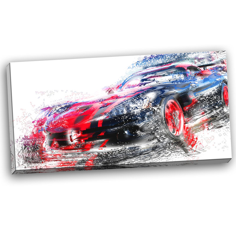 «Red and Black Sports Car», impression sur toile tendue