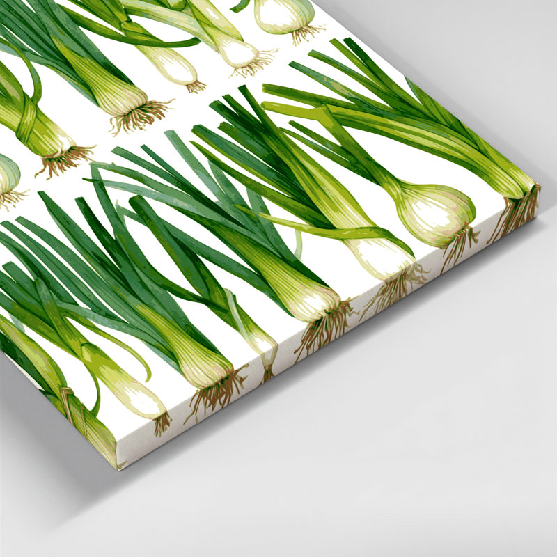 Art mural sur toile vert légumes oignon vert, H 11 po x l 14 po