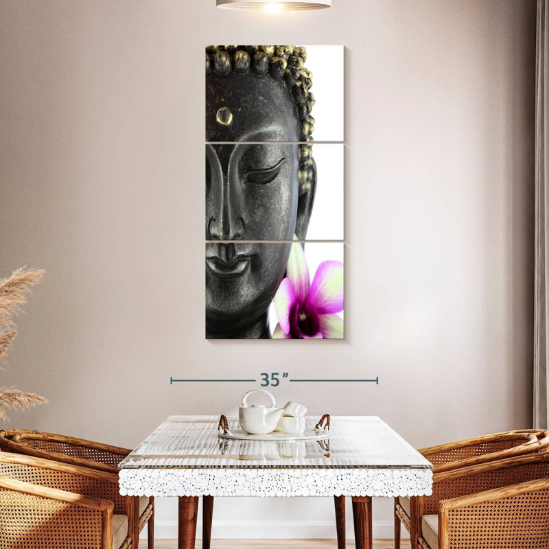 " Buddha Head " 3 Piece Art Set, 24" H x 52" W x 1.25" D