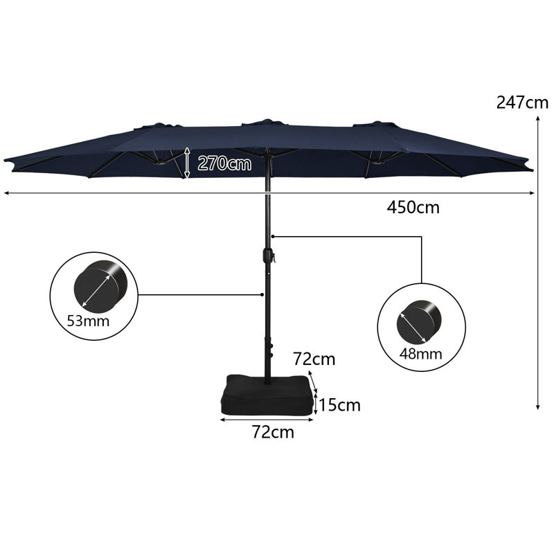 Cenya 177.16cm Balcony Parasol, Navy