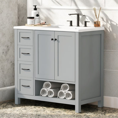 Meuble-lavabo simple 36 po avec comptoir en céramique, assemblage requis