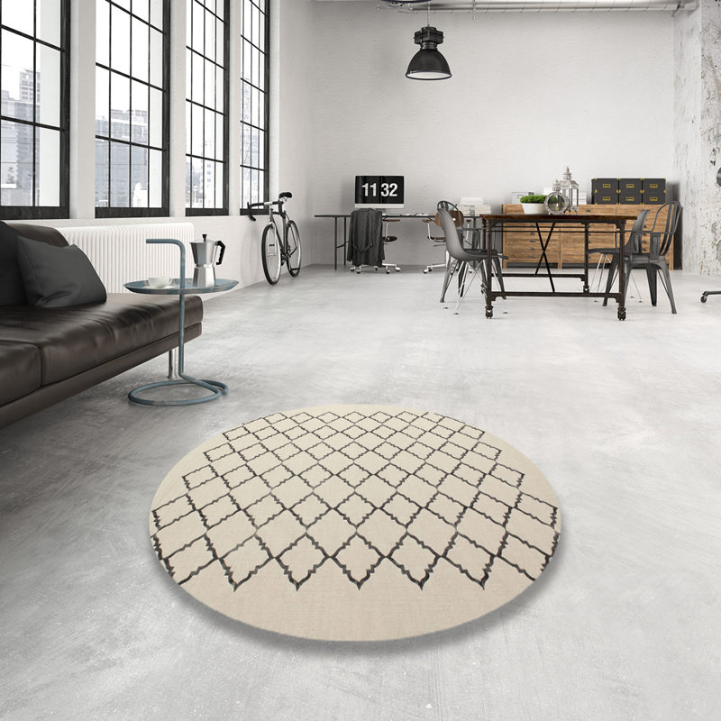 Surface beige contemporaine tapis, Rond 6 pi