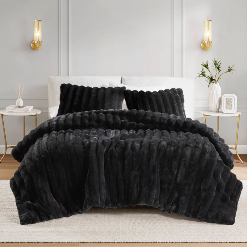 Ensemble d'édredon côtelé en fausse fourrure Ultrasoft