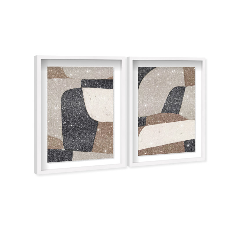All The Way Set Shadowbox Abstract Print by Oliver Gal, Black Frame, 10 x 15, 25.5"H x 37.5"W, White Shadowbox