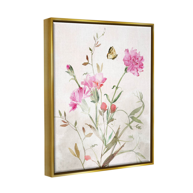 «Butterfly Floral Garden Carnations» par Nina Blue - impression sur toile, H 31 po x l 25 po x P 1,7 po