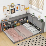 Floor Bed With L-Shaped Bookcases