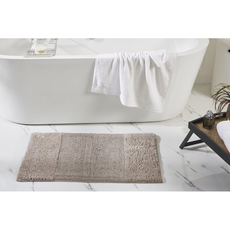 Merkle 100% Cotton Tufted Bath Rug with Non-Slip Backing, Machine Washable, Ultra Soft & Absorbent Solid Bath Mat for Shower, Bathtub, Sink & Vanity Areas, 21" x 34" Rectangle, Beige