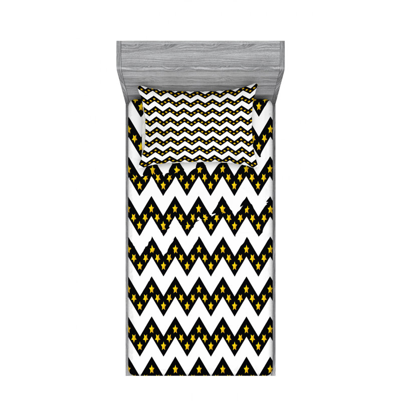 Microfiber Chevron Sheet Set, Twin Sheet Set with Fitted Sheet