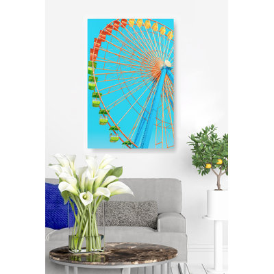 " Ferris Wheel On Modern Vintage Blue Sky "